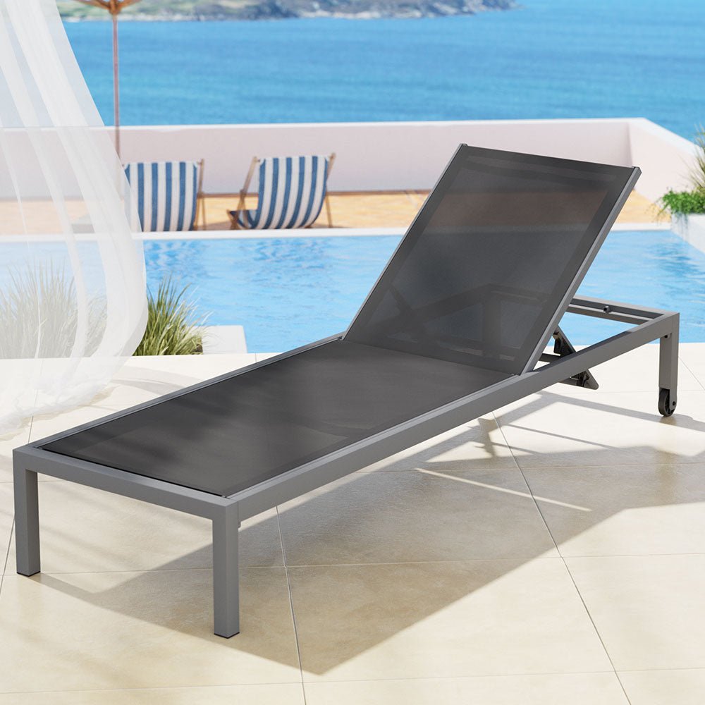 Gardeon Sun Lounge Outdoor Lounger Aluminium Folding Beach Chair Wheels Patio - Outdoor Immersion