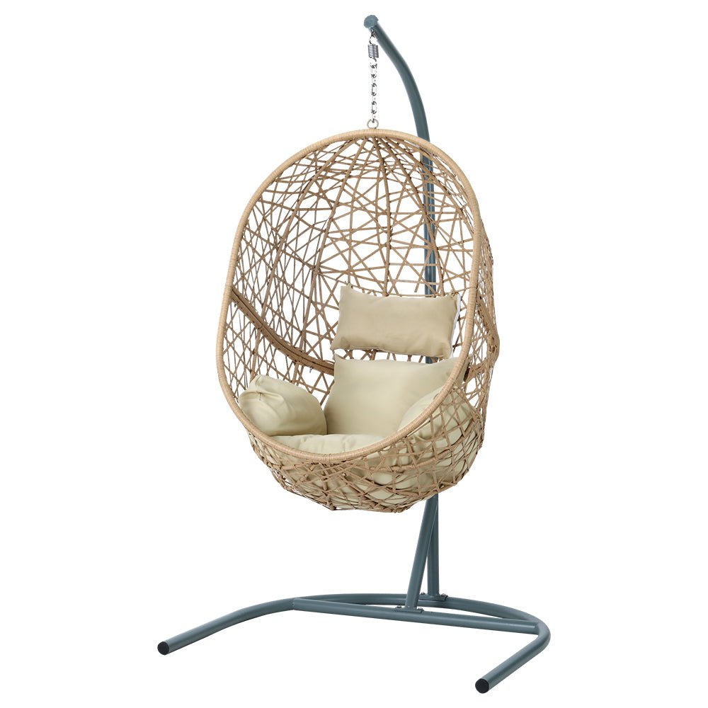 Gardeon Swing Chair Egg Hammock With Stand Outdoor Furniture Wicker Seat Yellow - Outdoor Immersion