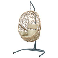 Thumbnail for Gardeon Swing Chair Egg Hammock With Stand Outdoor Furniture Wicker Seat Yellow - Outdoor Immersion