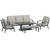 Thumbnail for Gardeon 5-Piece Outdoor Furniture Setting Table Chair Set Aluminium Sofa 7-Seater