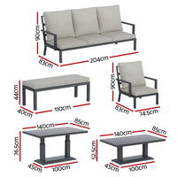 Thumbnail for Gardeon 5-Piece Outdoor Furniture Setting Table Chair Set Aluminium Sofa 7-Seater