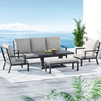 Thumbnail for Gardeon 5-Piece Outdoor Furniture Setting Table Chair Set Aluminium Sofa 7-Seater