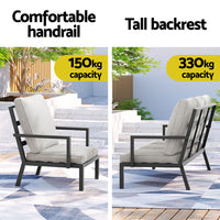 Thumbnail for Gardeon 5-Piece Outdoor Furniture Setting Table Chair Set Aluminium Sofa 7-Seater