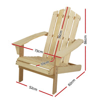 Thumbnail for Gardeon Adirondack Outdoor Chairs Wooden Beach Chair Patio Furniture Garden Natural