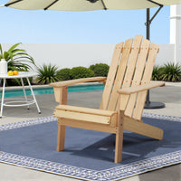 Thumbnail for Gardeon Adirondack Outdoor Chairs Wooden Beach Chair Patio Furniture Garden Natural