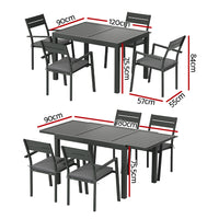 Thumbnail for Gardeon Outdoor Dining Set 5 Piece Aluminum Extendable Table Setting Black