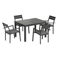 Thumbnail for Gardeon Outdoor Dining Set 5 Piece Aluminum Extendable Table Setting Black