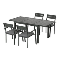 Thumbnail for Gardeon Outdoor Dining Set 5 Piece Aluminum Extendable Table Setting Black