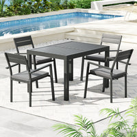 Thumbnail for Gardeon Outdoor Dining Set 5 Piece Aluminum Extendable Table Setting Black