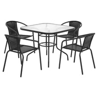 Thumbnail for Gardeon Outdoor Dining Set 5 Piece Steel Stackable Chairs Table Patio Furniture