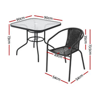 Thumbnail for Gardeon Outdoor Dining Set 5 Piece Steel Stackable Chairs Table Patio Furniture