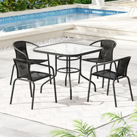 Thumbnail for Gardeon Outdoor Dining Set 5 Piece Steel Stackable Chairs Table Patio Furniture