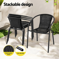 Thumbnail for Gardeon Outdoor Dining Set 5 Piece Steel Stackable Chairs Table Patio Furniture