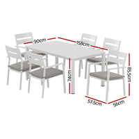 Thumbnail for Gardeon Outdoor Dining Set 7 Piece Aluminum Table Chairs Setting White