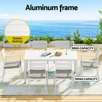 Thumbnail for Gardeon Outdoor Dining Set 7 Piece Aluminum Table Chairs Setting White