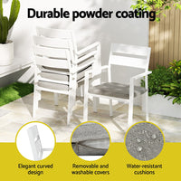 Thumbnail for Gardeon Outdoor Dining Set 7 Piece Aluminum Table Chairs Setting White