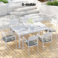 Thumbnail for Gardeon Outdoor Dining Set 7 Piece Aluminum Table Chairs Setting White