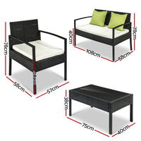 Thumbnail for Gardeon Outdoor Sofa Set Wicker Lounge Setting Table and Chairs Patio Furniture