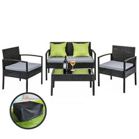 Thumbnail for Gardeon Outdoor Sofa Set Wicker Lounge Setting Table and Chairs Storage Cover