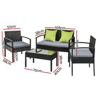 Thumbnail for Gardeon Outdoor Sofa Set Wicker Lounge Setting Table and Chairs Storage Cover