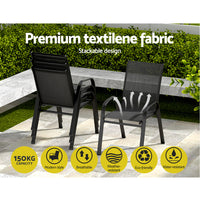 Thumbnail for Gardeon 2PC Outdoor Dining Chairs Stackable Lounge Chair Patio Furniture Black