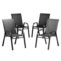 Thumbnail for Gardeon 4PC Outdoor Dining Chairs Stackable Lounge Chair Patio Furniture Black