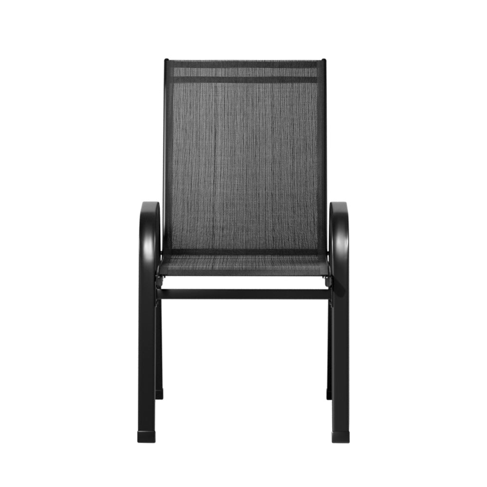 Gardeon 4PC Outdoor Dining Chairs Stackable Lounge Chair Patio Furniture Black