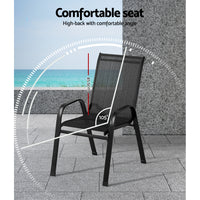 Thumbnail for Gardeon 4PC Outdoor Dining Chairs Stackable Lounge Chair Patio Furniture Black