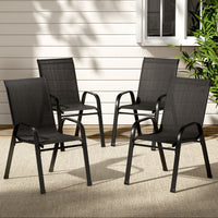 Thumbnail for Gardeon 4PC Outdoor Dining Chairs Stackable Lounge Chair Patio Furniture Black