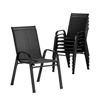 Thumbnail for Gardeon 6PC Outdoor Dining Chairs Stackable Lounge Chair Patio Furniture Black