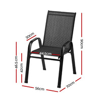 Thumbnail for Gardeon 6PC Outdoor Dining Chairs Stackable Lounge Chair Patio Furniture Black