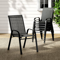 Thumbnail for Gardeon 6PC Outdoor Dining Chairs Stackable Lounge Chair Patio Furniture Black