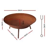 Thumbnail for Grillz 56cm Fire Pit Iron Rustic Bowl Outdoor