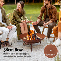 Thumbnail for Grillz 56cm Fire Pit Iron Rustic Bowl Outdoor