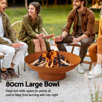 Thumbnail for Grillz Fire Pit Iron Bowl 80cm Outdoor Patio Fireplace