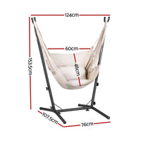 Thumbnail for Gardeon Hammock Chair Outdoor Camping Hanging with Stand Cream