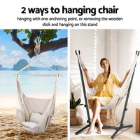 Thumbnail for Gardeon Hammock Chair Outdoor Camping Hanging with Stand Cream