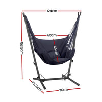 Thumbnail for Gardeon Hammock Chair Outdoor Camping Hanging with Stand Grey