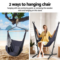 Thumbnail for Gardeon Hammock Chair Outdoor Camping Hanging with Stand Grey