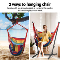 Thumbnail for Gardeon Hammock Chair Outdoor Camping Hanging with Stand Rainbow