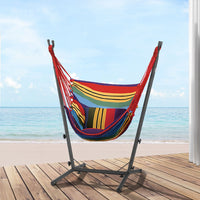 Thumbnail for Gardeon Hammock Chair Outdoor Camping Hanging with Stand Rainbow