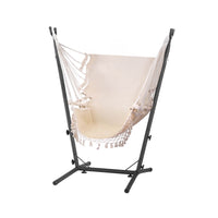 Thumbnail for Gardeon Hammock Chair Outdoor Camping Hanging with Stand Cream