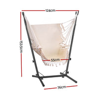 Thumbnail for Gardeon Hammock Chair Outdoor Camping Hanging with Stand Cream