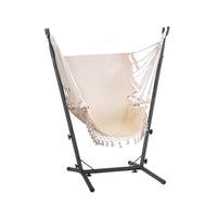 Thumbnail for Gardeon Hammock Chair Outdoor Camping Hanging with Stand Cream