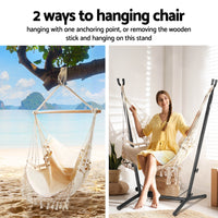 Thumbnail for Gardeon Hammock Chair Outdoor Camping Hanging with Stand Cream