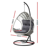 Thumbnail for Gardeon Outdoor Egg Swing Chair Wicker Furniture Pod Stand Armrest Light Grey