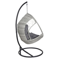 Thumbnail for Gardeon Outdoor Egg Swing Chair Wicker Furniture Pod Stand Armrest Light Grey