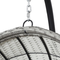 Thumbnail for Gardeon Outdoor Egg Swing Chair Wicker Furniture Pod Stand Armrest Light Grey