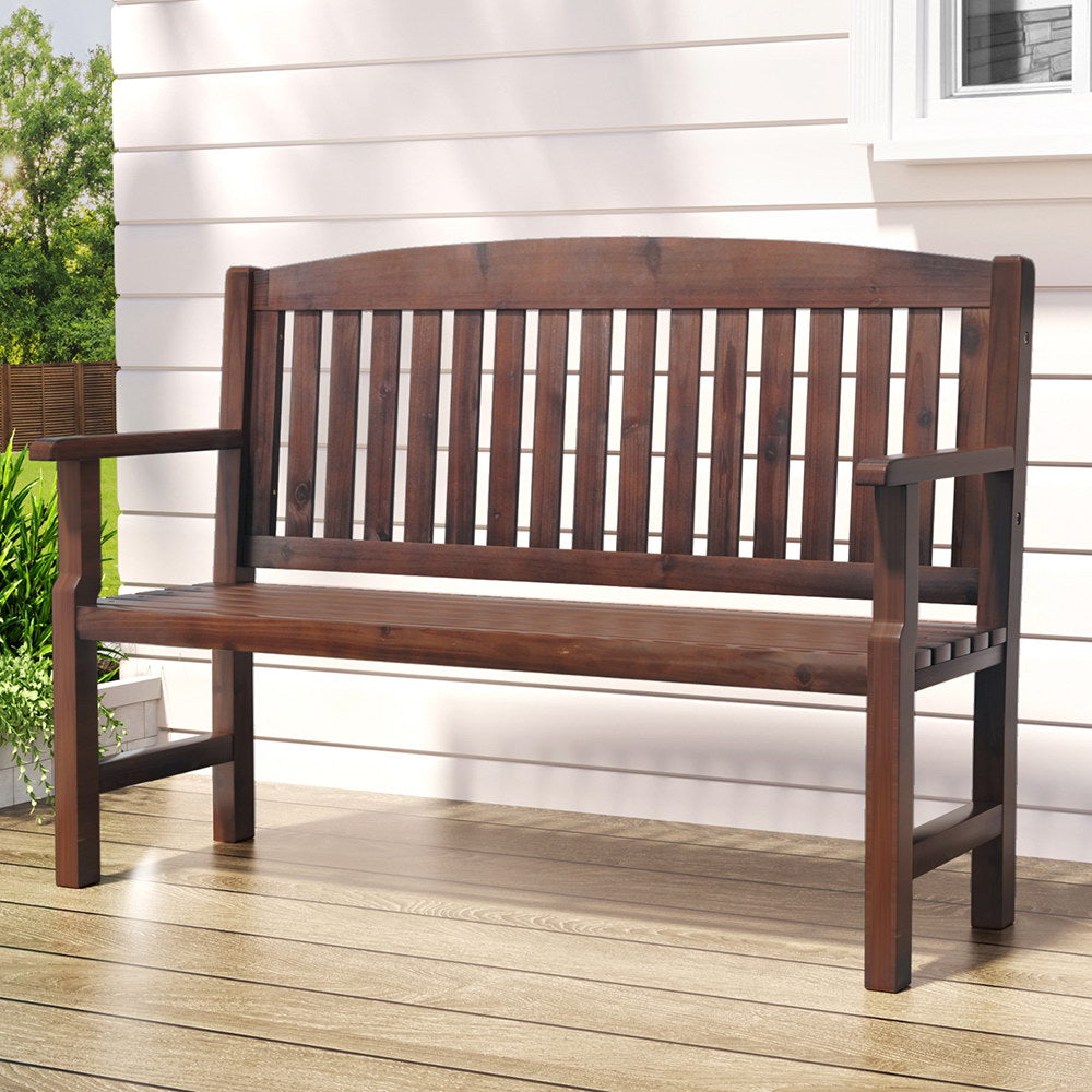 Gardeon Outdoor Garden Bench Wooden 2 Seater Lounge Chair Patio Furniture Brown