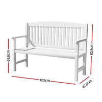 Thumbnail for Gardeon Outdoor Garden Bench Wooden 2 Seater Lounge Chair Patio Furniture White